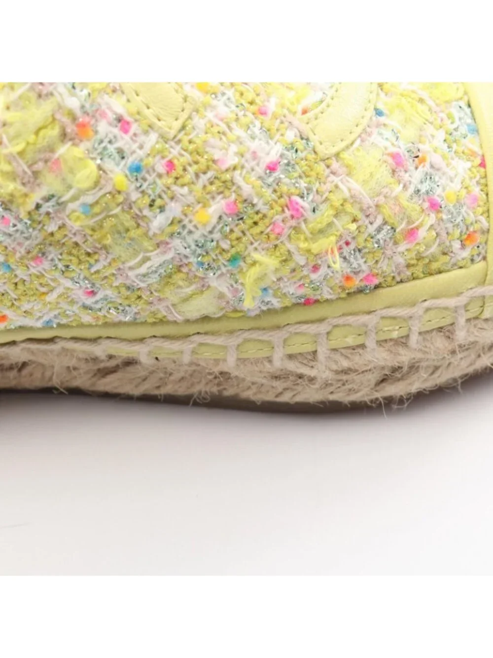 Chanel CC Logo Espadrilles Yellow Fabric Leather